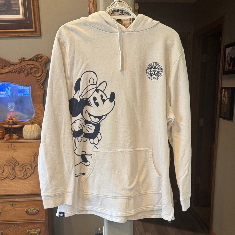 Disney Off-White Hoodie with Mickey Mouse Graphic
